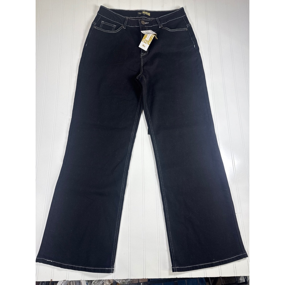 Suzanne Betro Mia High‎ Waist Black Relaxed Straight Leg Jeans Women Size 12